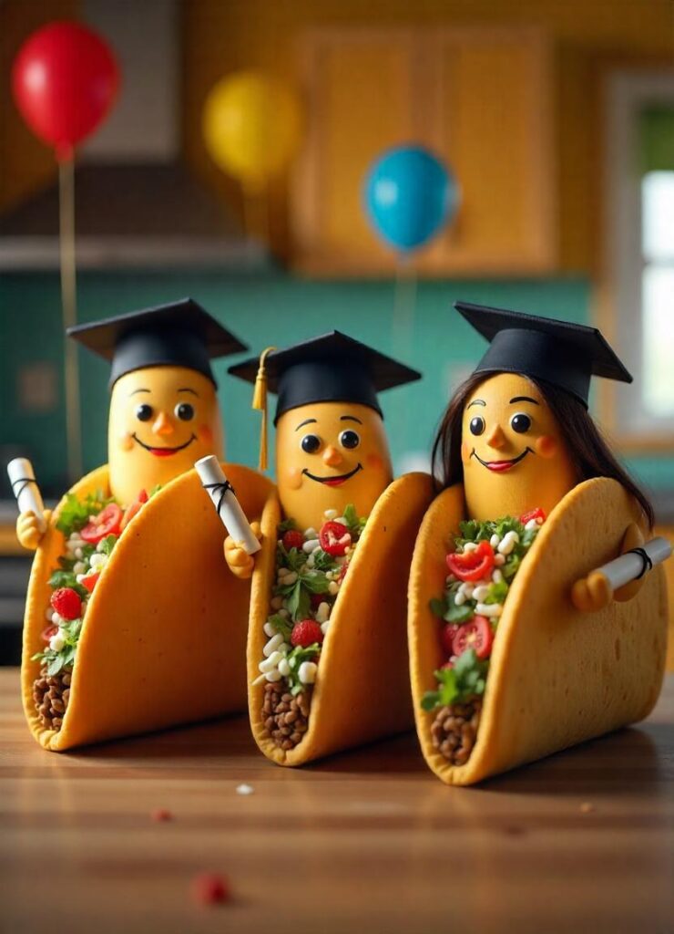 Tacos in graduation caps