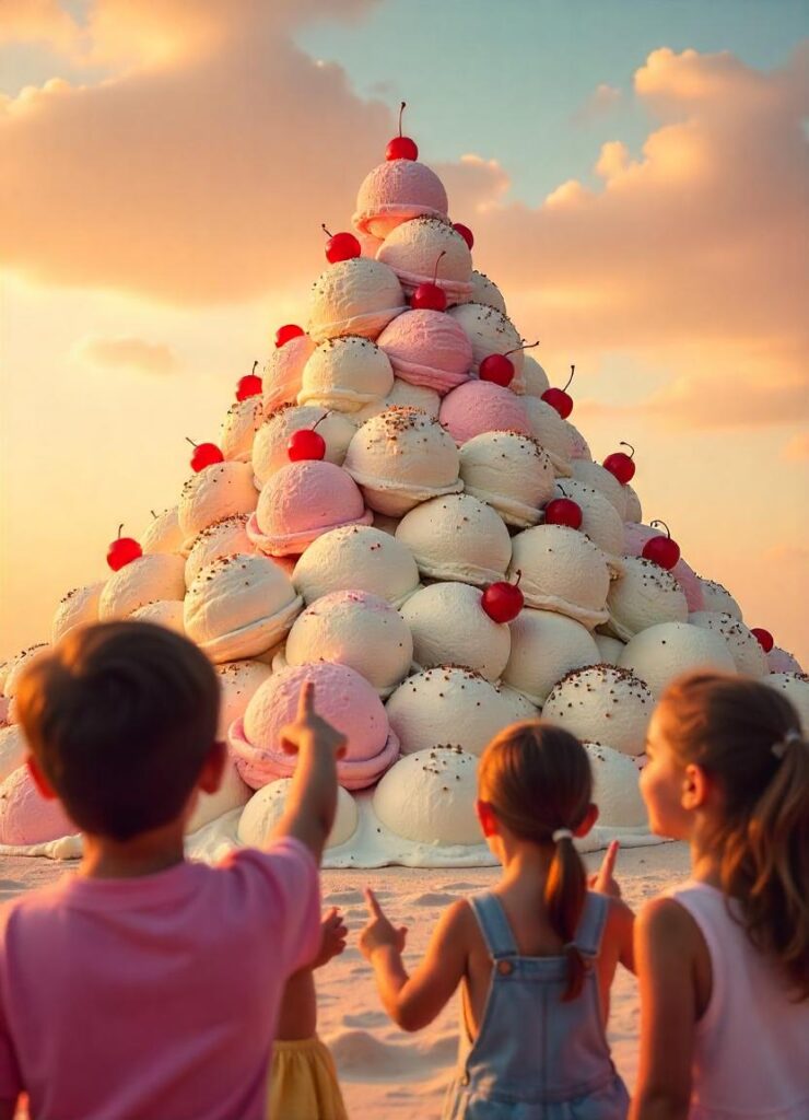  mountain made of ice cream scoops