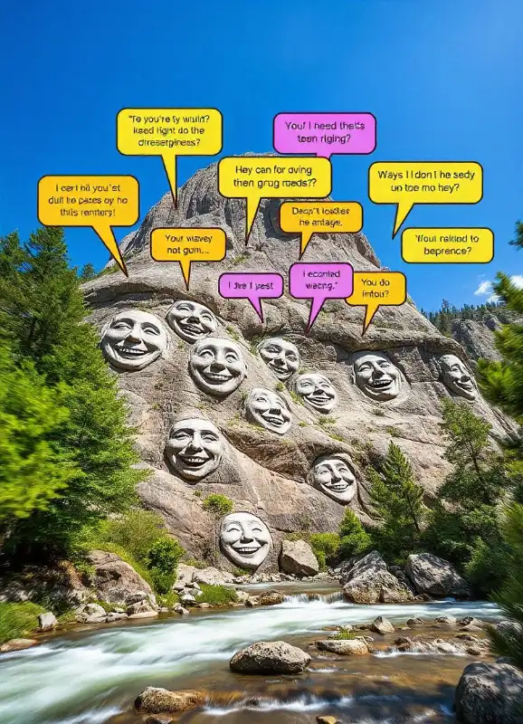 mountain with smiling faces