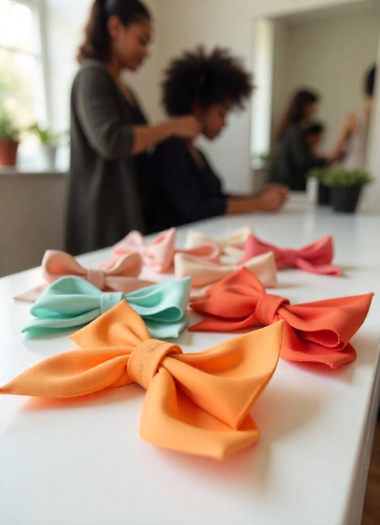 salon filled with colorful hair bows