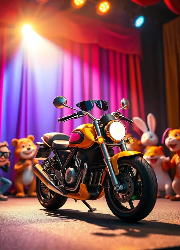 cute animated motorcycle with shades