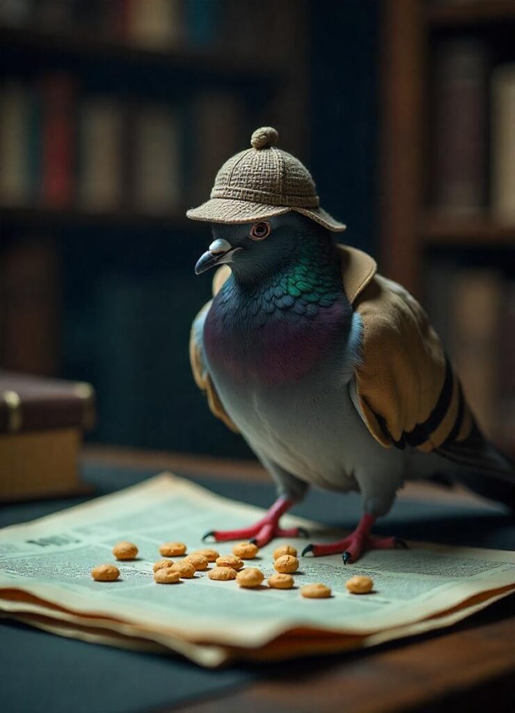 Sherlock Holmes themed pigeon