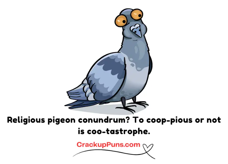 Religious pigeon conundrum? To coop-pious or not is coo-tastrophe.