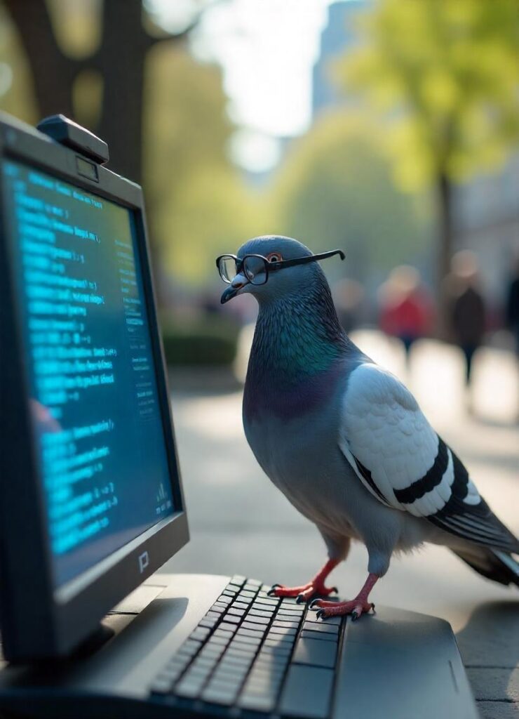 pigeon wearing glasses