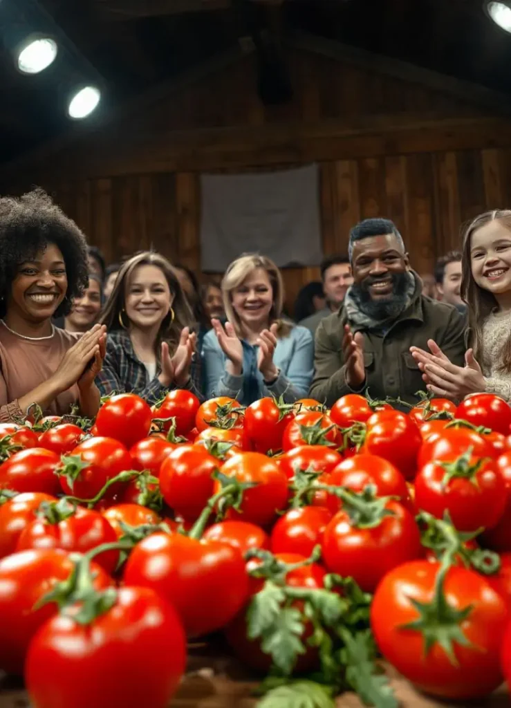 tomatoes gathered on a stage